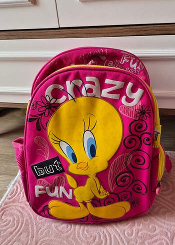 Renkli Pembe Çocuk Okul Çantası Tweety Desenli - Görsel 5