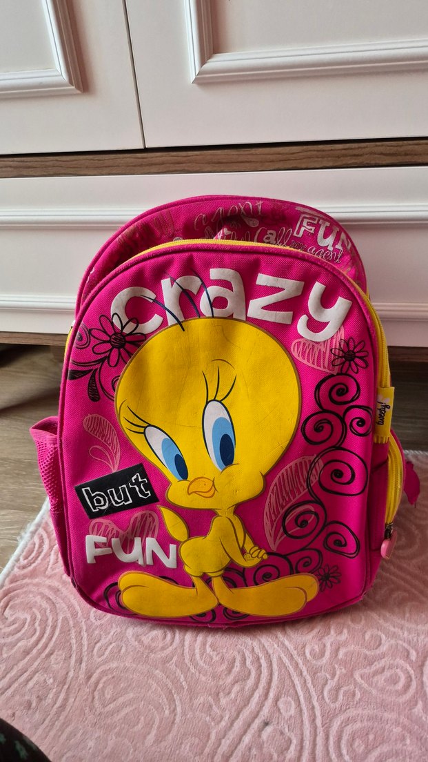 Renkli Pembe Çocuk Okul Çantası Tweety Desenli - Görsel 5