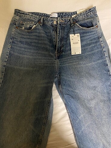 46 Beden Zara mid waist wide leg jean