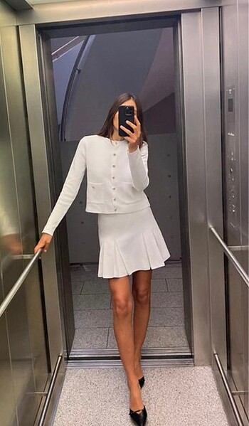 l Beden beyaz Renk Zara sezon etek