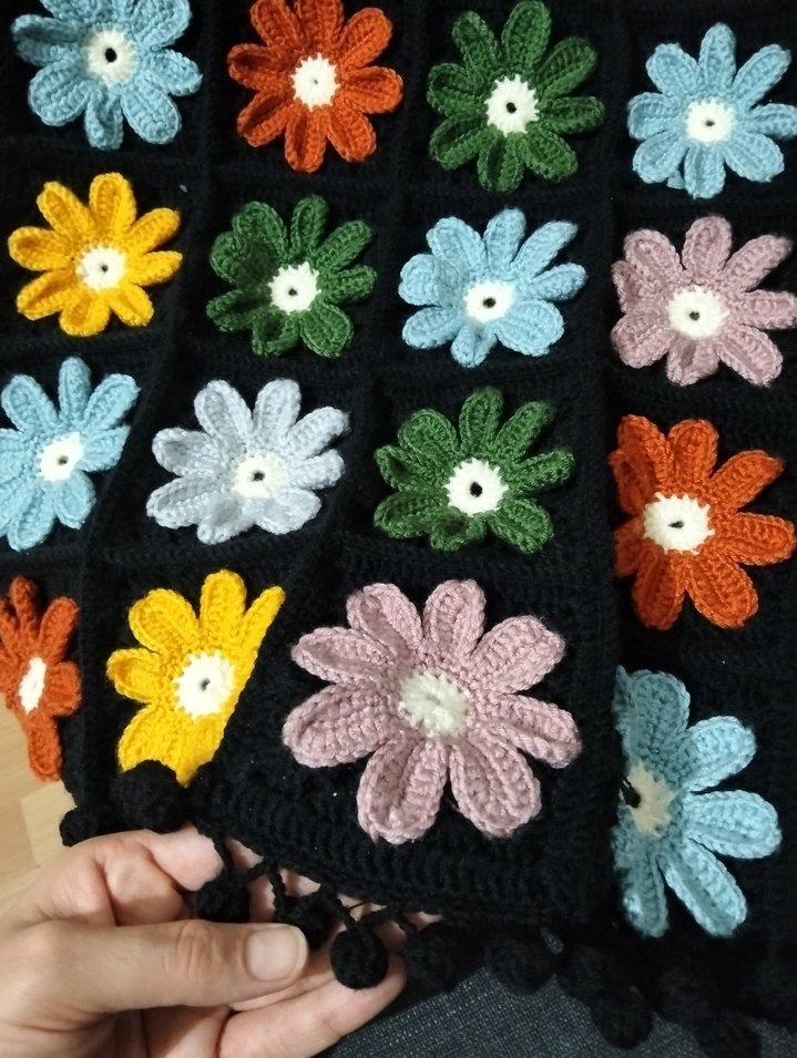 Çiçek Desenli Çok Renkli Battaniye - Görsel 3