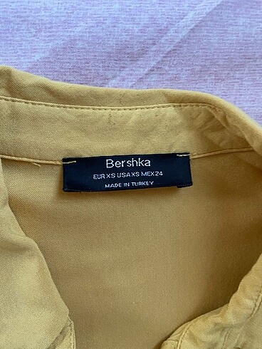 xs Beden Bershka Sarı Gömlek Elbise