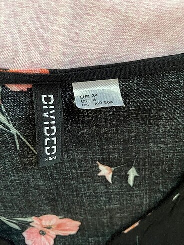xs Beden H&M Siyah Çiçekli Elbise