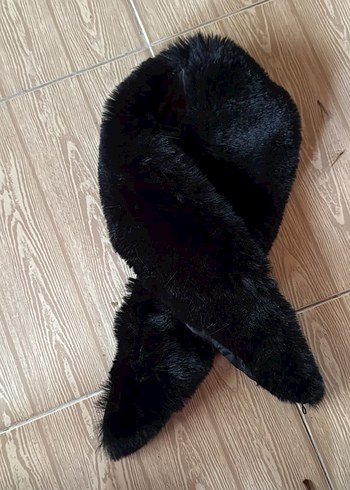 Siyah Suni Kürk Kapüşonlu Şal - Görsel 2