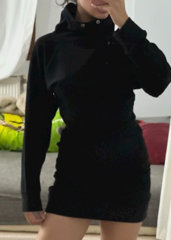 Siyah Yüksek Yakalı Midi Triko Elbise - Görsel 4