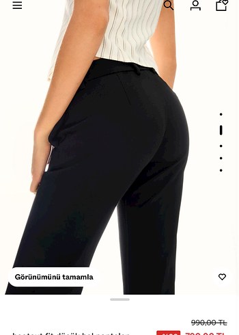 Siyah düşük bel Kadın İspanyol Paça Pantolon - Görsel 2