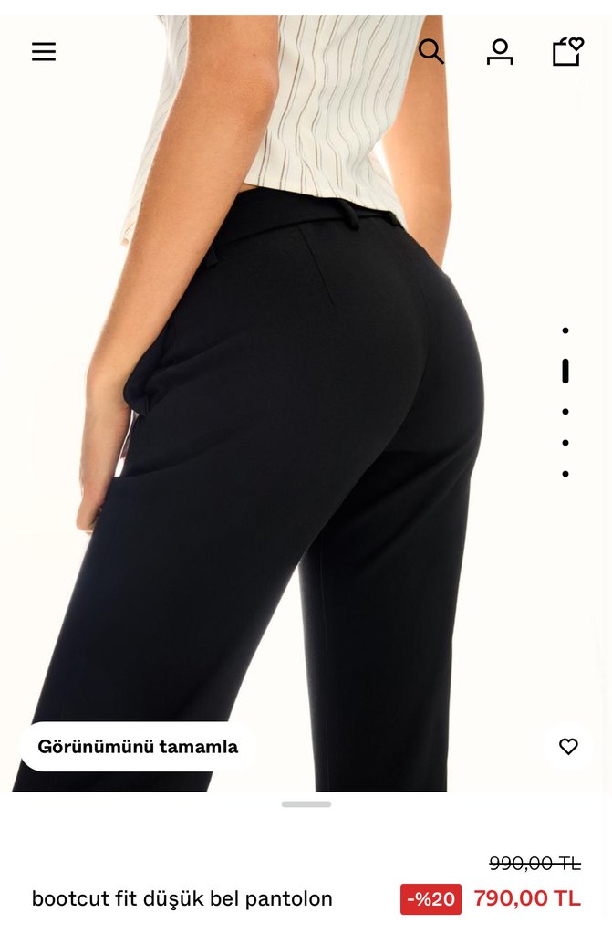 Siyah düşük bel Kadın İspanyol Paça Pantolon - Görsel 2