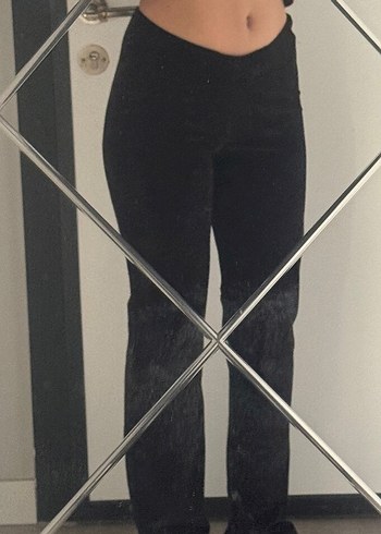 Siyah juicy taşlı kadife eşofman altı flare - Görsel 4