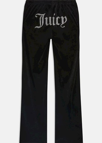 Siyah juicy taşlı kadife eşofman altı flare - Görsel 2