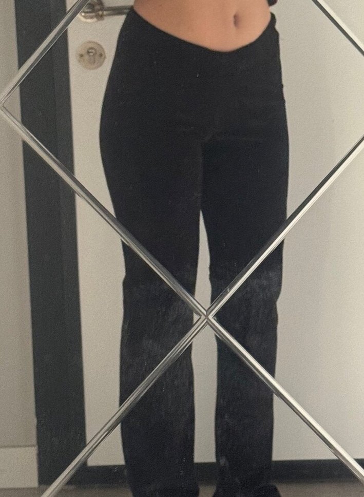 Siyah juicy taşlı kadife eşofman altı flare - Görsel 4