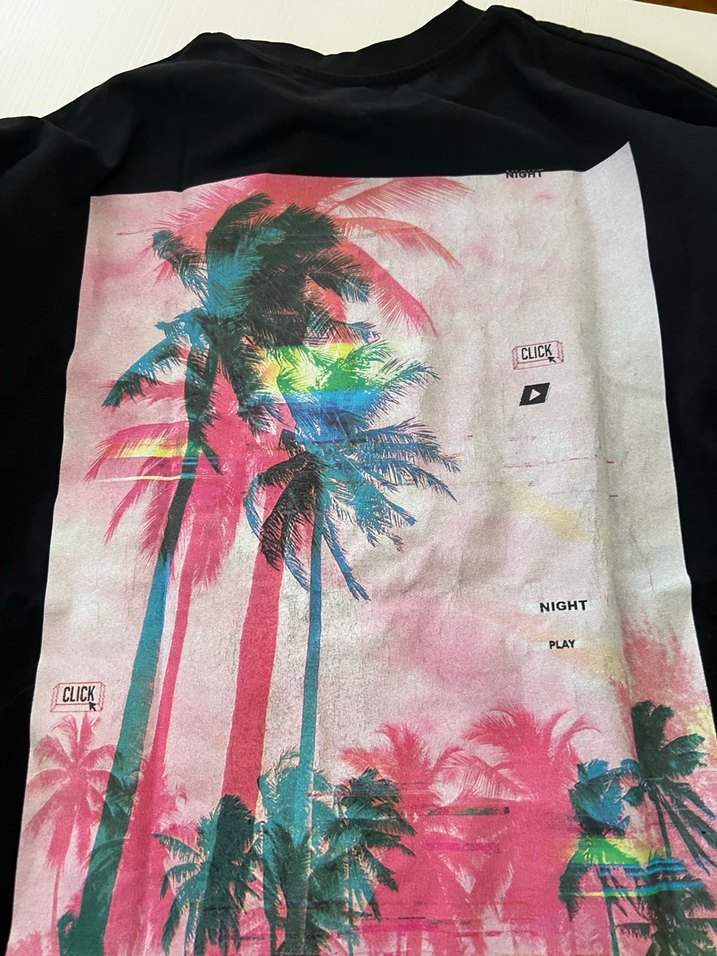 Siyah Baskılı Kısa Kollu Erkek Tişört - Görsel 4