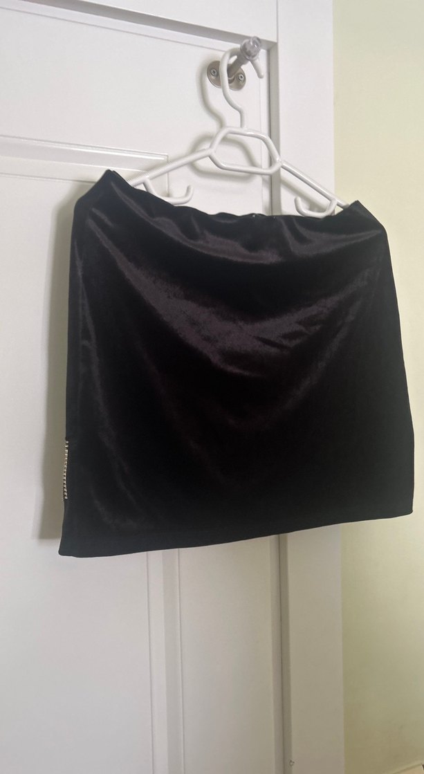 Drapeli Siyah Gotik Mini Etek - Görsel 2