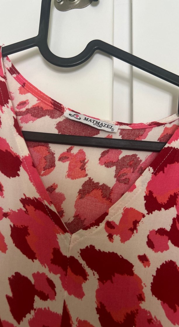 Pembe Piliseli Bohem Uzun Hamile Elbisesi - Görsel 2