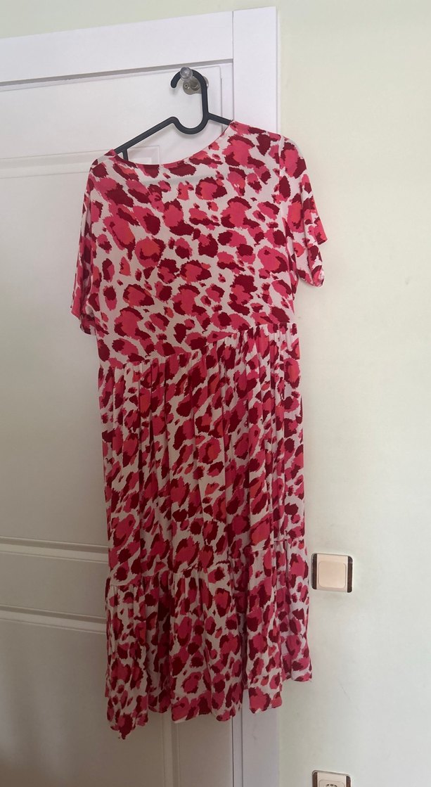 Pembe Piliseli Bohem Uzun Hamile Elbisesi - Görsel 3