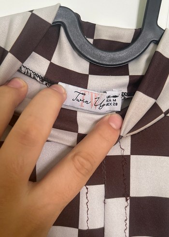 Düğmeli Kareli Uzun Kollu Bluz - Görsel 2