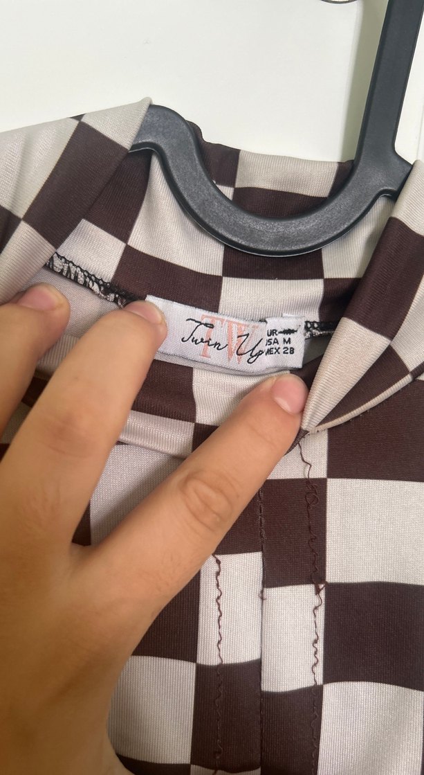 Düğmeli Kareli Uzun Kollu Bluz - Görsel 2