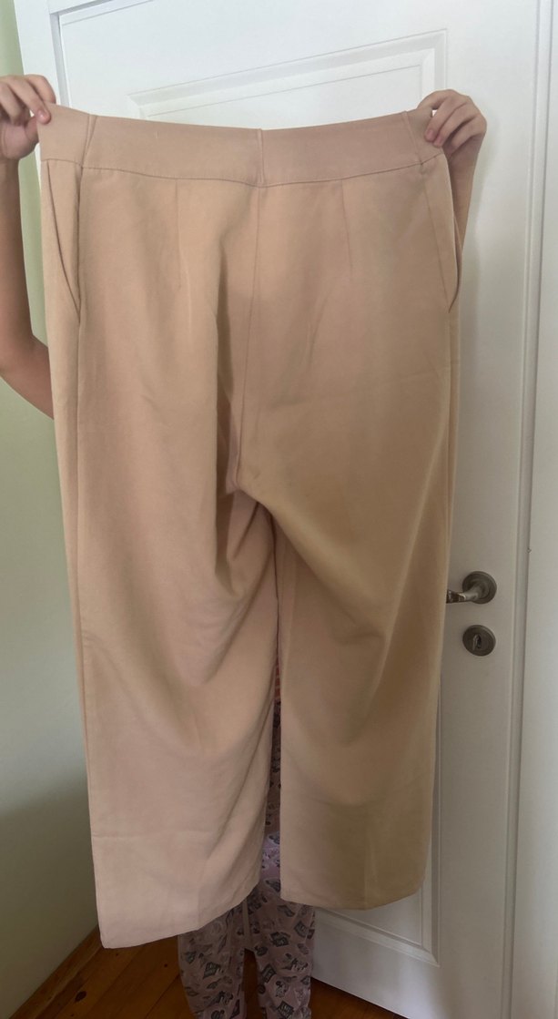 Bej Midi Kadın Pantolon Pilili Rahat Kesim - Görsel 2