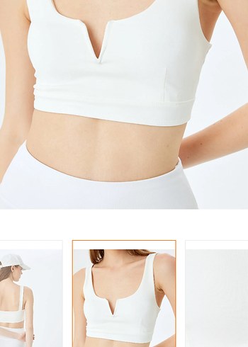 Beyaz V Yakalı Kolsuz Crop Top
