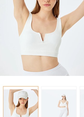Beyaz V Yakalı Kolsuz Crop Top - Görsel 4