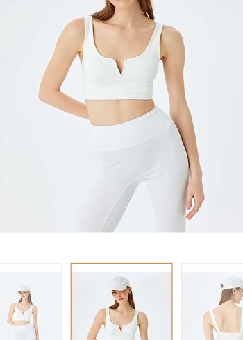 Beyaz V Yakalı Kolsuz Crop Top - Görsel 3