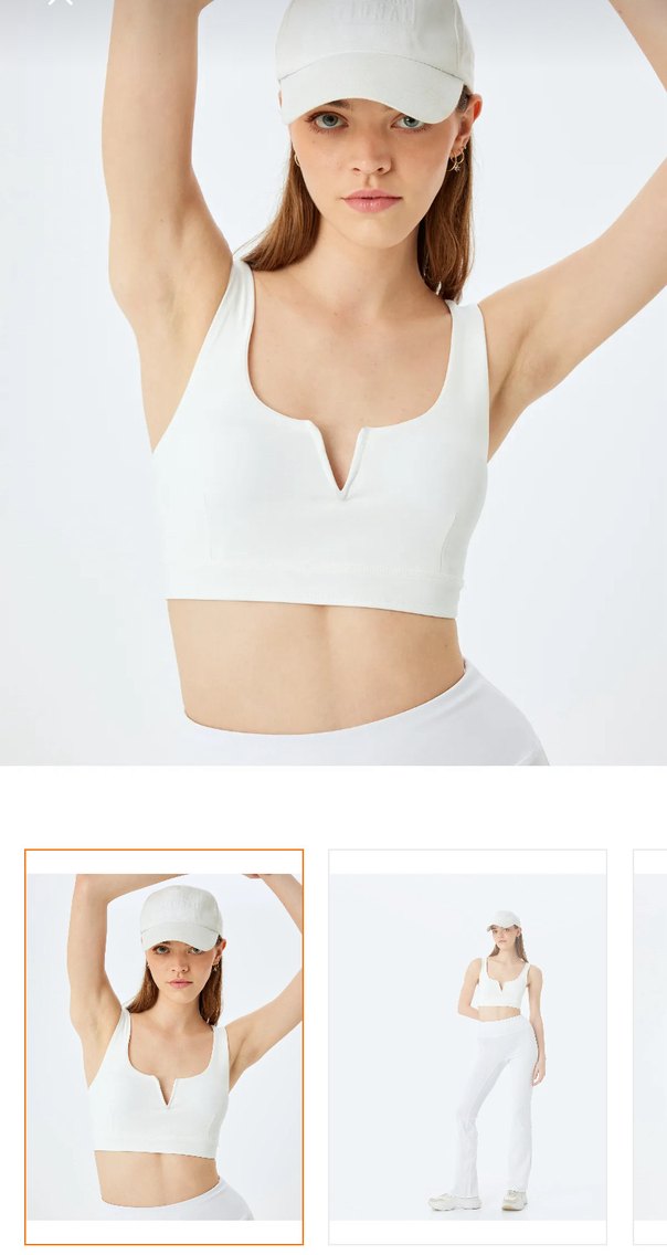 Beyaz V Yakalı Kolsuz Crop Top - Görsel 4