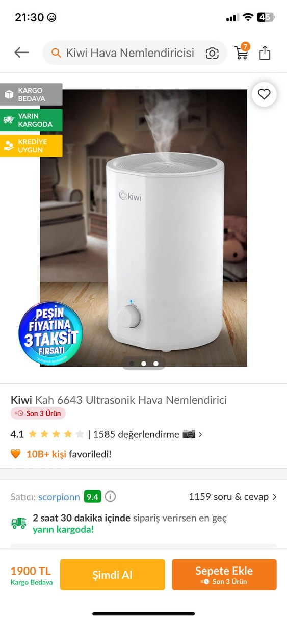 Kiwi Kah 6643 Ultrasonik Hava Nemlendirici - Görsel 2