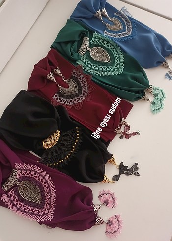 iğne oyası detayli Çok Renkli Bohem Kadın Fular