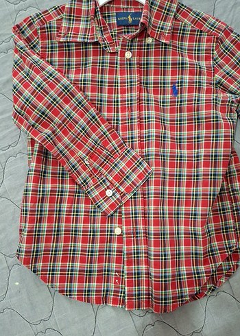 Erkek Çocuk Kırmızı Uzun Kollu Kareli Gömlek - Görsel 2