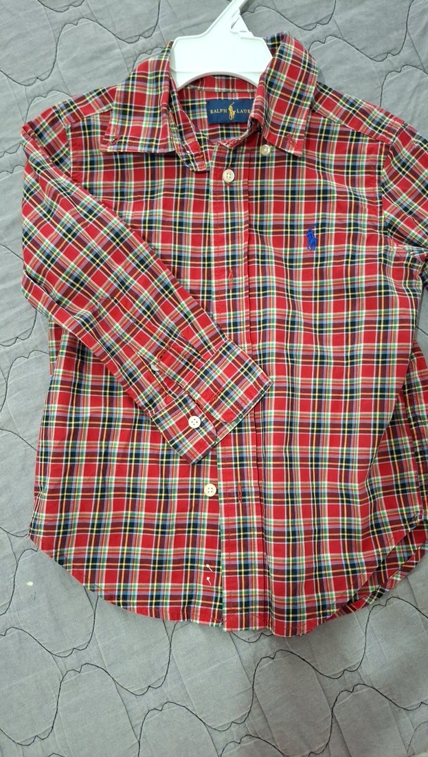 Erkek Çocuk Kırmızı Uzun Kollu Kareli Gömlek - Görsel 2