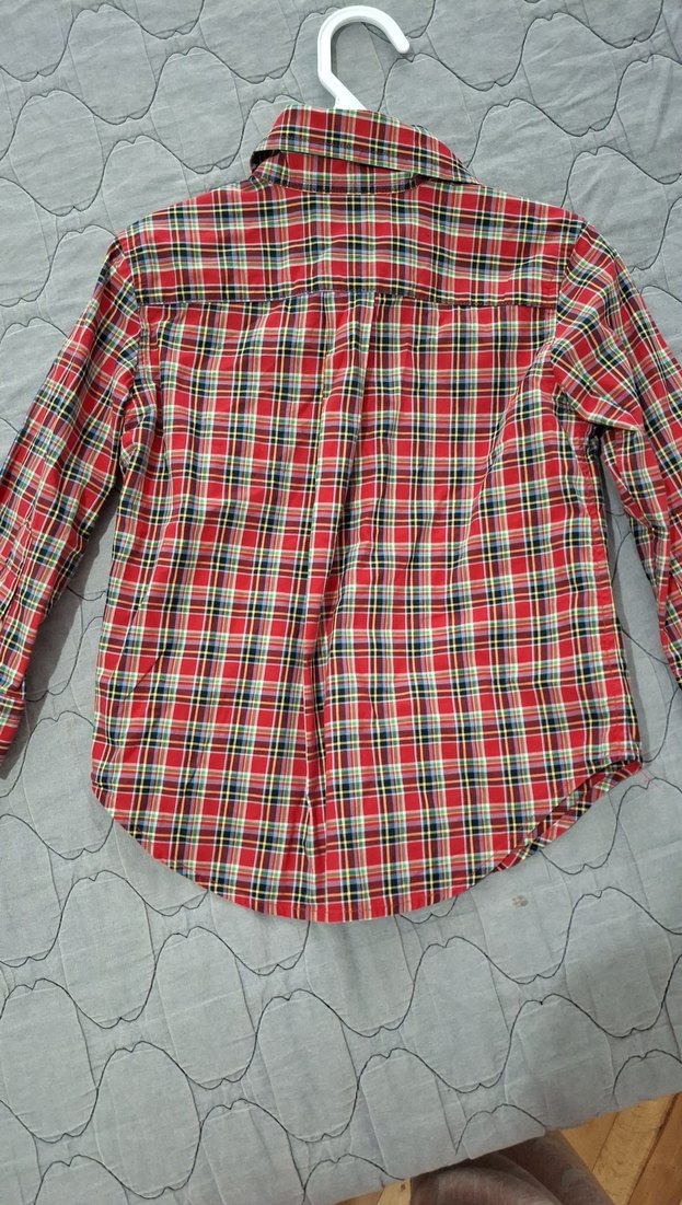 Erkek Çocuk Kırmızı Uzun Kollu Kareli Gömlek - Görsel 3