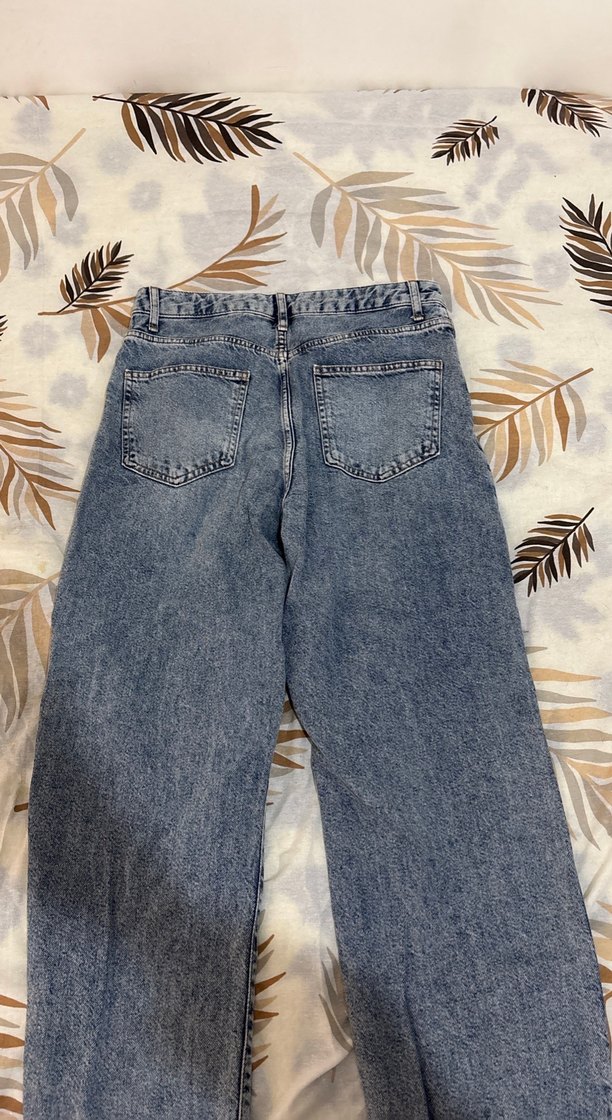 Kadın Mavi Bol Kesim Denim Pantolon - Görsel 2