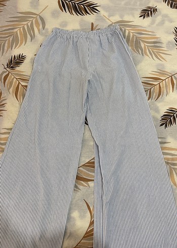 Gri Çizgili Bol Kesim Kadın Pantolon - Görsel 2