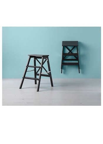 Ikea Siyah Ahşap Katlanabilir Yüksek Tabure