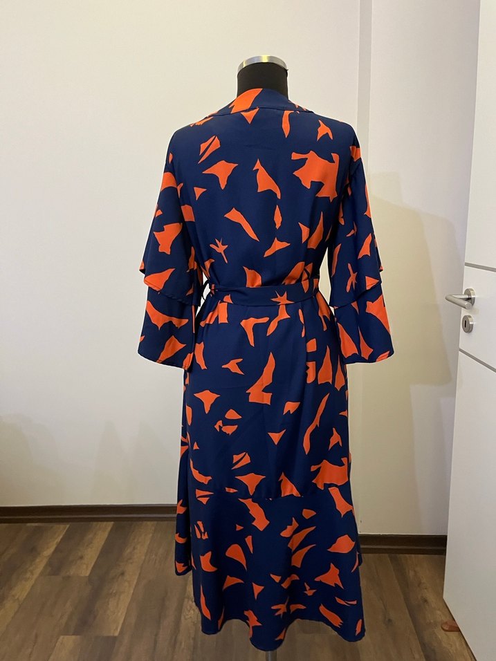 Kadın Uzun Bağcıklı Desenli Kimono - Görsel 5
