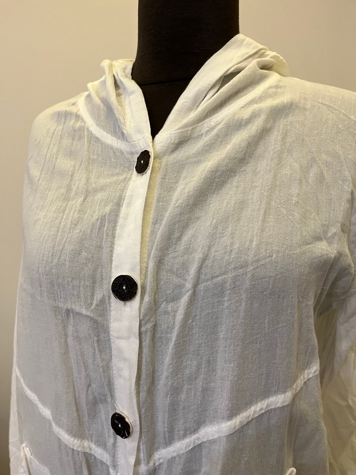 Düğmeli Beyaz Uzun Kadın hırka - Görsel 2