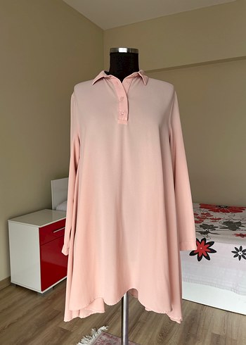 Pembe Uzun Kollu Salaş Tunik - Görsel 4