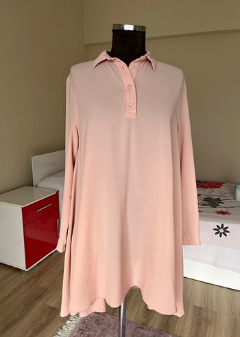 Pembe Uzun Kollu Salaş Tunik - Görsel 3