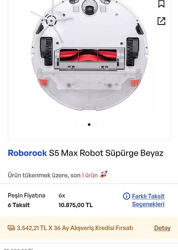 Roborock S5 Max Beyaz Robot Süpürge/aynı anda sil süpür - Görsel 2