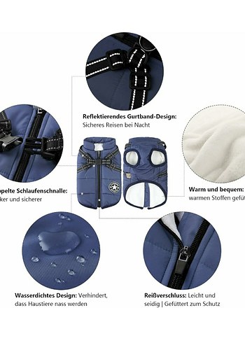 Lacivert köpek yeleği sabit tasmalı Avrupadan - Görsel 8