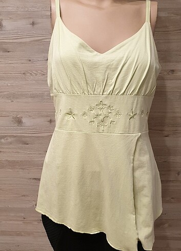 Yeşil askılı uzun bluz yeni/M