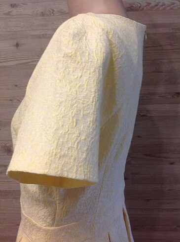 Sarı belden pileli elbise yeni Avrupa'dan - Görsel 6