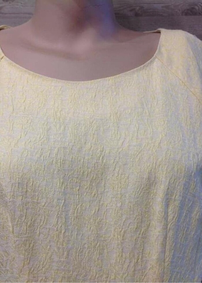 Sarı belden pileli elbise yeni Avrupa'dan - Görsel 5