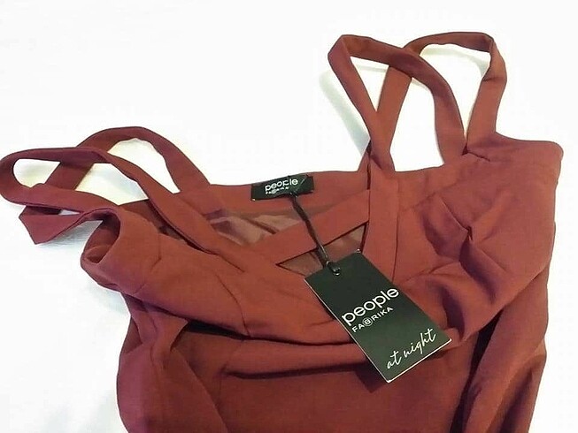 Fabrika Bordo kloş elbise/40 - Görsel 8