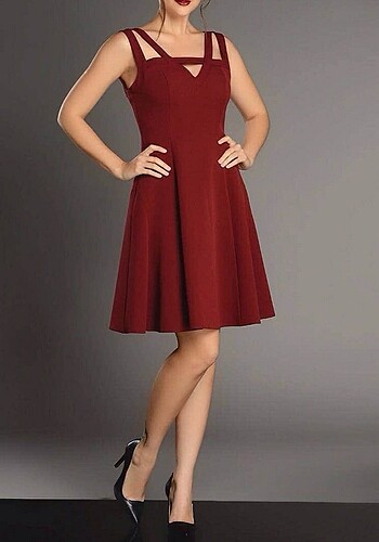 Fabrika Bordo kloş elbise/40 - Görsel 3