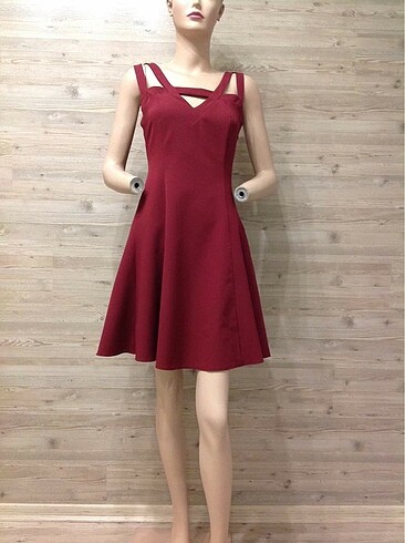 Fabrika Bordo kloş elbise/40 - Görsel 4