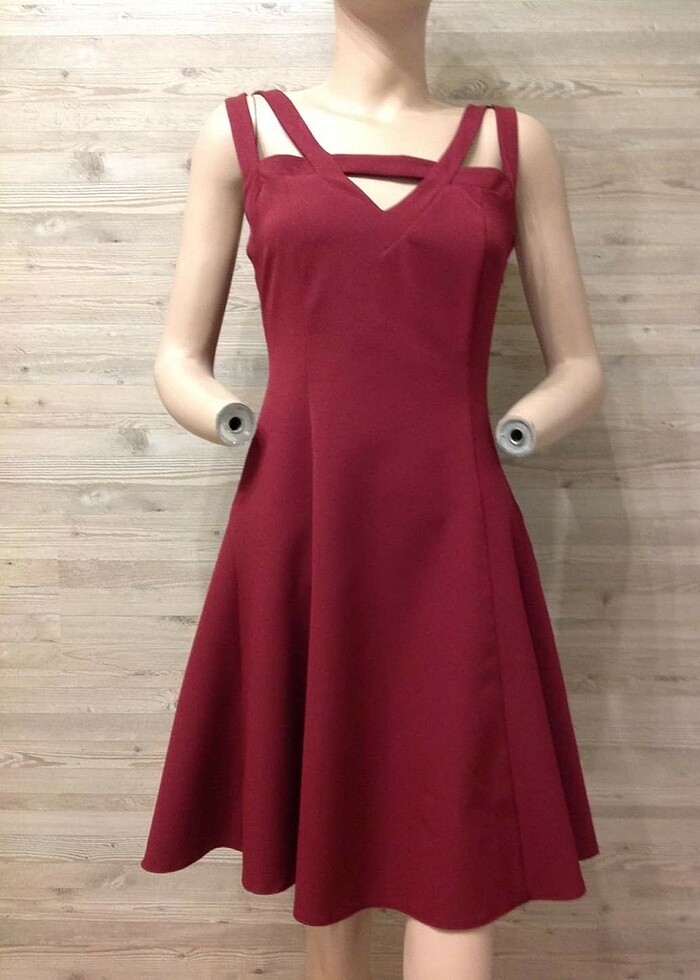 Fabrika Bordo kloş elbise/40 - Görsel 5