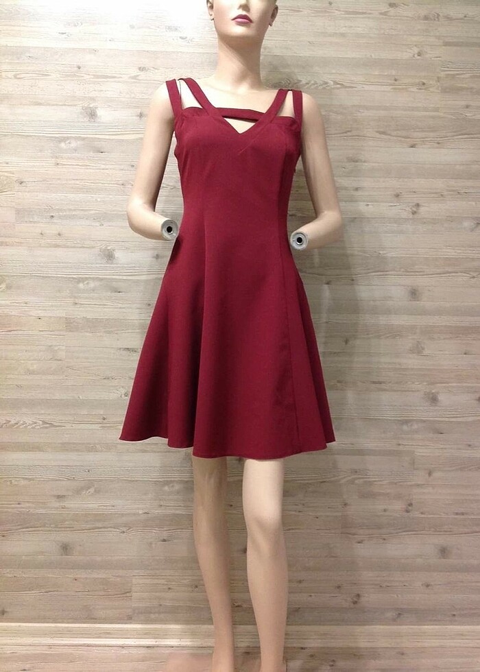 Fabrika Bordo kloş elbise/40 - Görsel 4