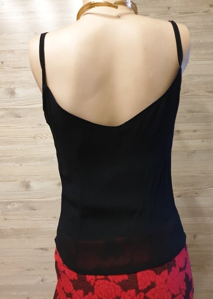 H&M Siyah boncuklu askılı bluz M - Görsel 2