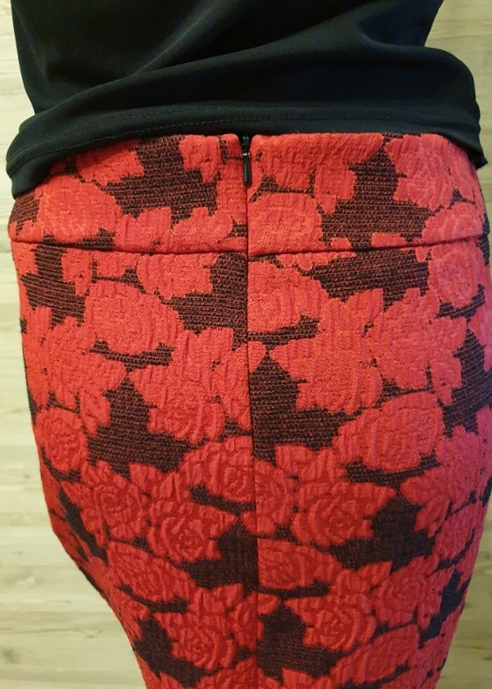 Adil ışık kırmızı siyah kalem etek M - Görsel 5