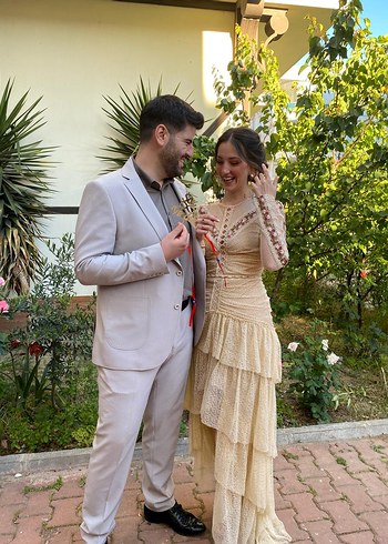 Raisa & Vanessa Dantel Detaylı Bohem Midi Nişan Elbisesi, gelinlik